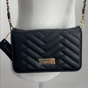 New BEBE Black Purse Gold Strap Snap